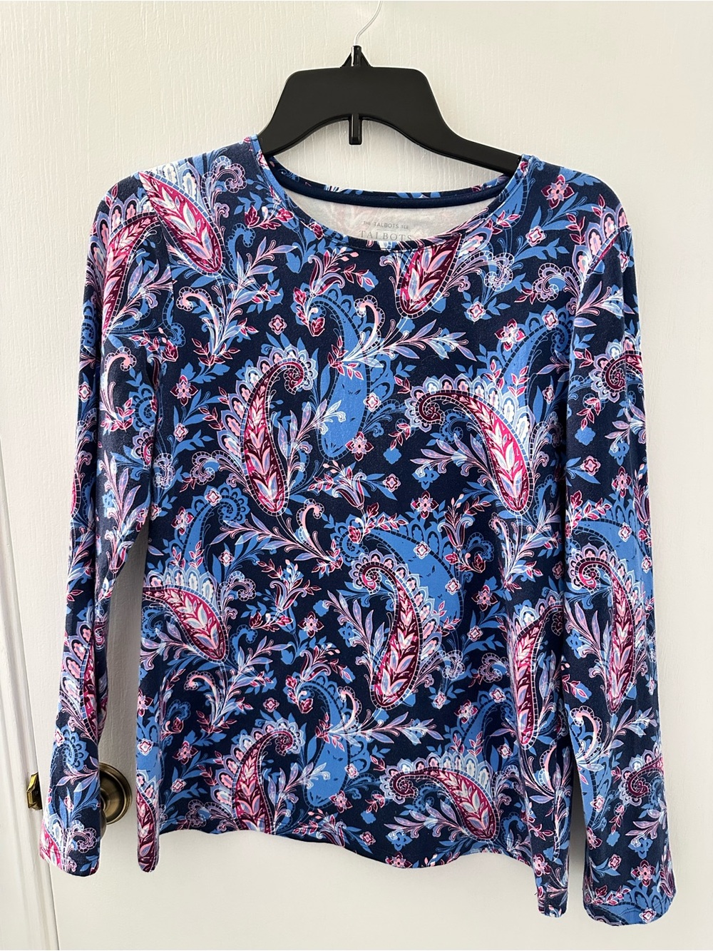 Women’s Navy Paisley Long-Sleeve Top